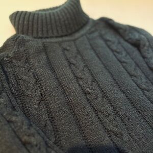 Chaus Black Cable/Rib Turtleneck Sweater